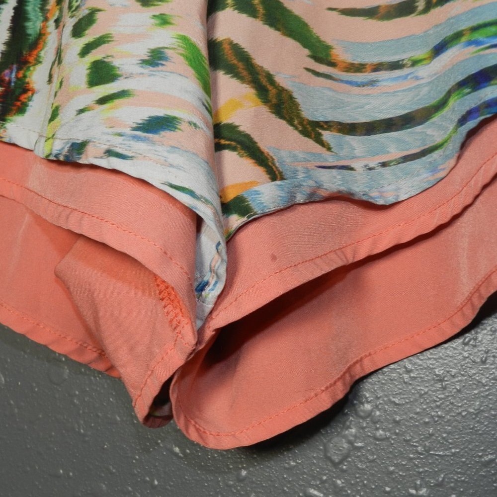 Fabletics Womens Peach And Multicolor Tropical Print Athletic Shorts Size Large - Picture 3 of 8